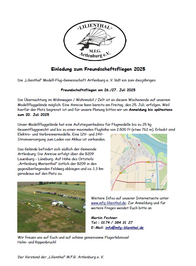 Einladung M.F.G. Artlenburg Lilienthal